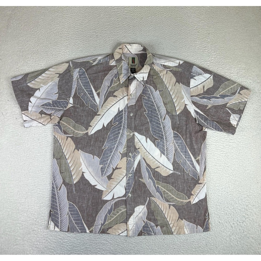 Tori Richard Mens XL Brown Leaf Cotton Short Sleeve Hawaiian Shirt 8500R 5666